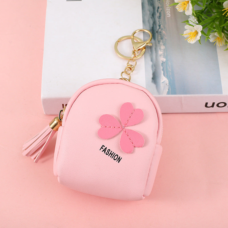 Wholesale PU Flower Leather Coin Purse Keychain